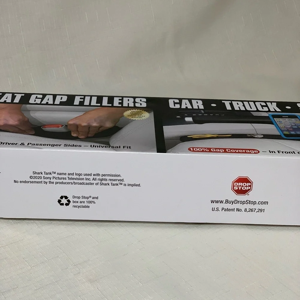 NWT Drop Stop Original Car Seat Gap Filler Shark Tank Seat Console Organizer Set